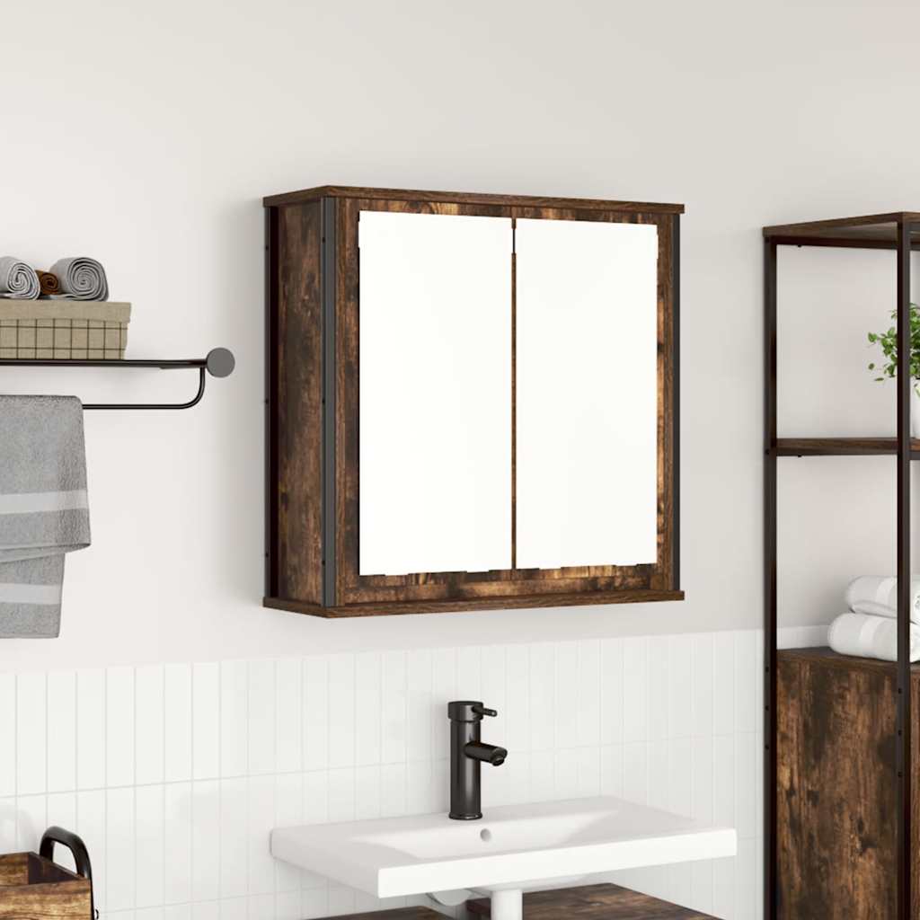 Mueble De Baño De Pared Con Espejo 60X21X60 Cm