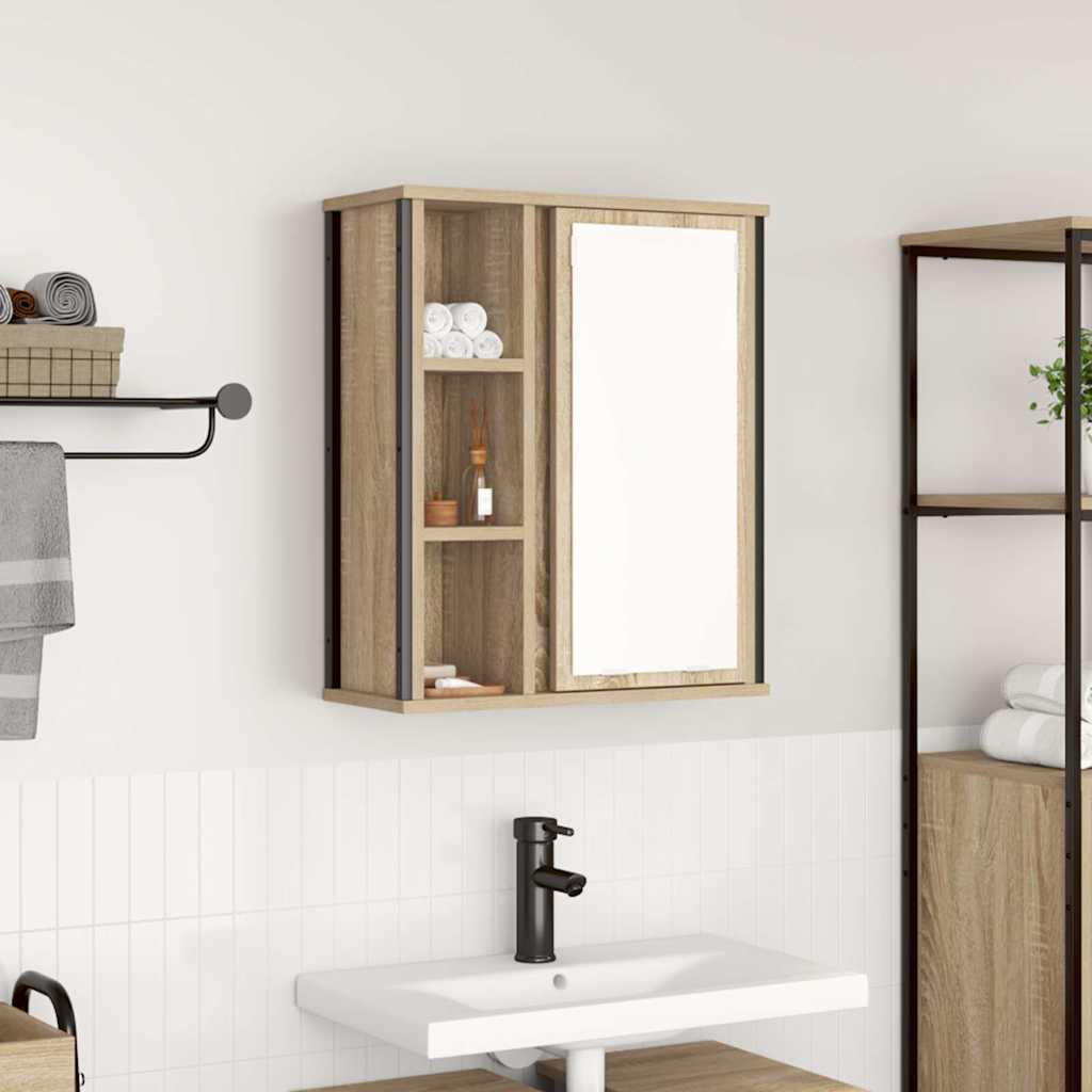 Mueble De Baño De Pared Con Espejo 50X21X60 Cm