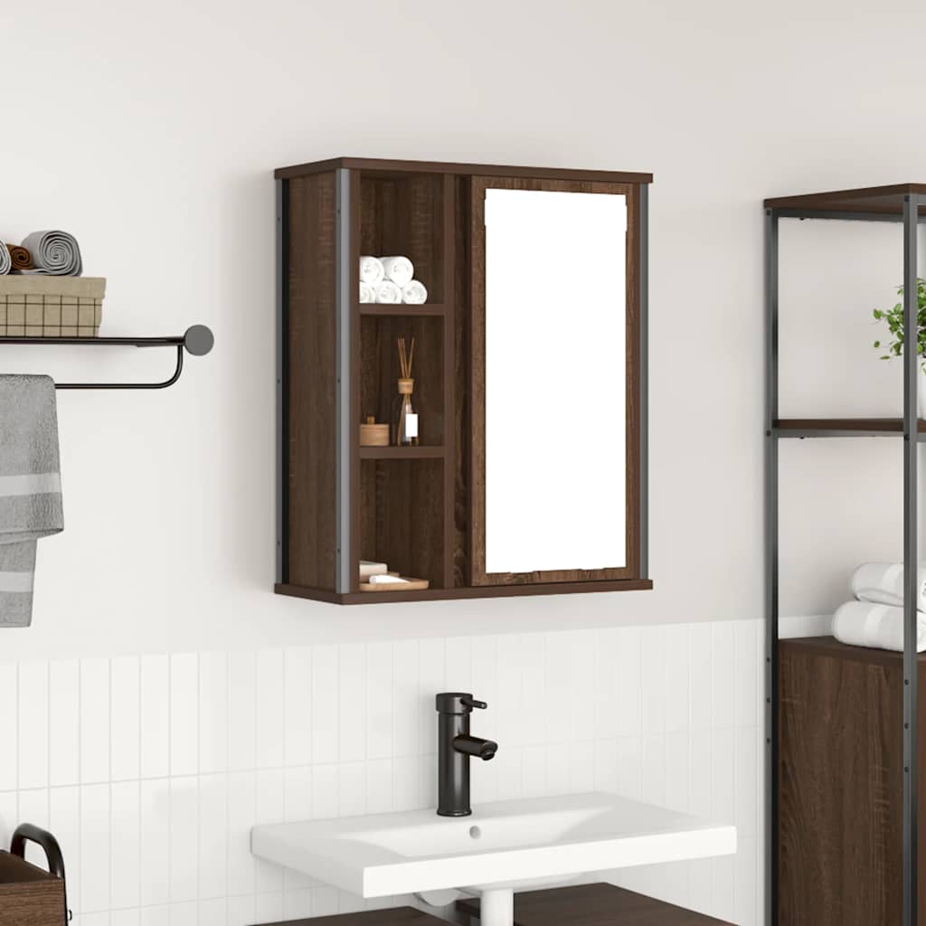 Mueble De Baño De Pared Con Espejo 50X21X60 Cm