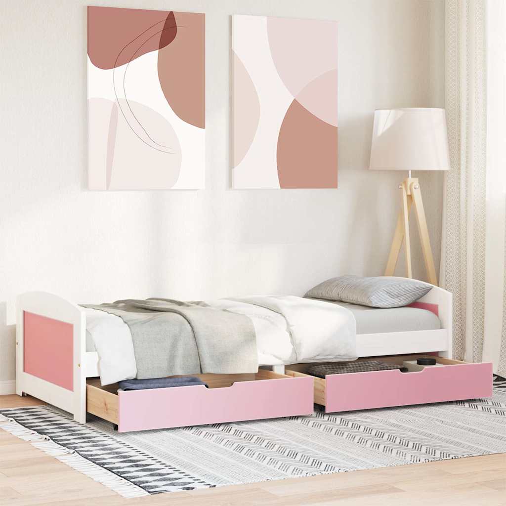 Diván Con 2 Cajones Sin Colchón Irun Blanco&Rosa 90X200 Cm