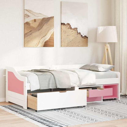 Diván Con 3 Cajones Sin Colchón Irun Blanco&Rosa 90X200 Cm