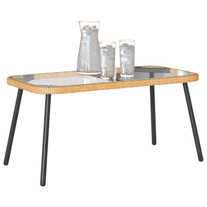 Mesa De Café Marrón Y Negro 90 X 45 X 43 Cm Ratán Sintético