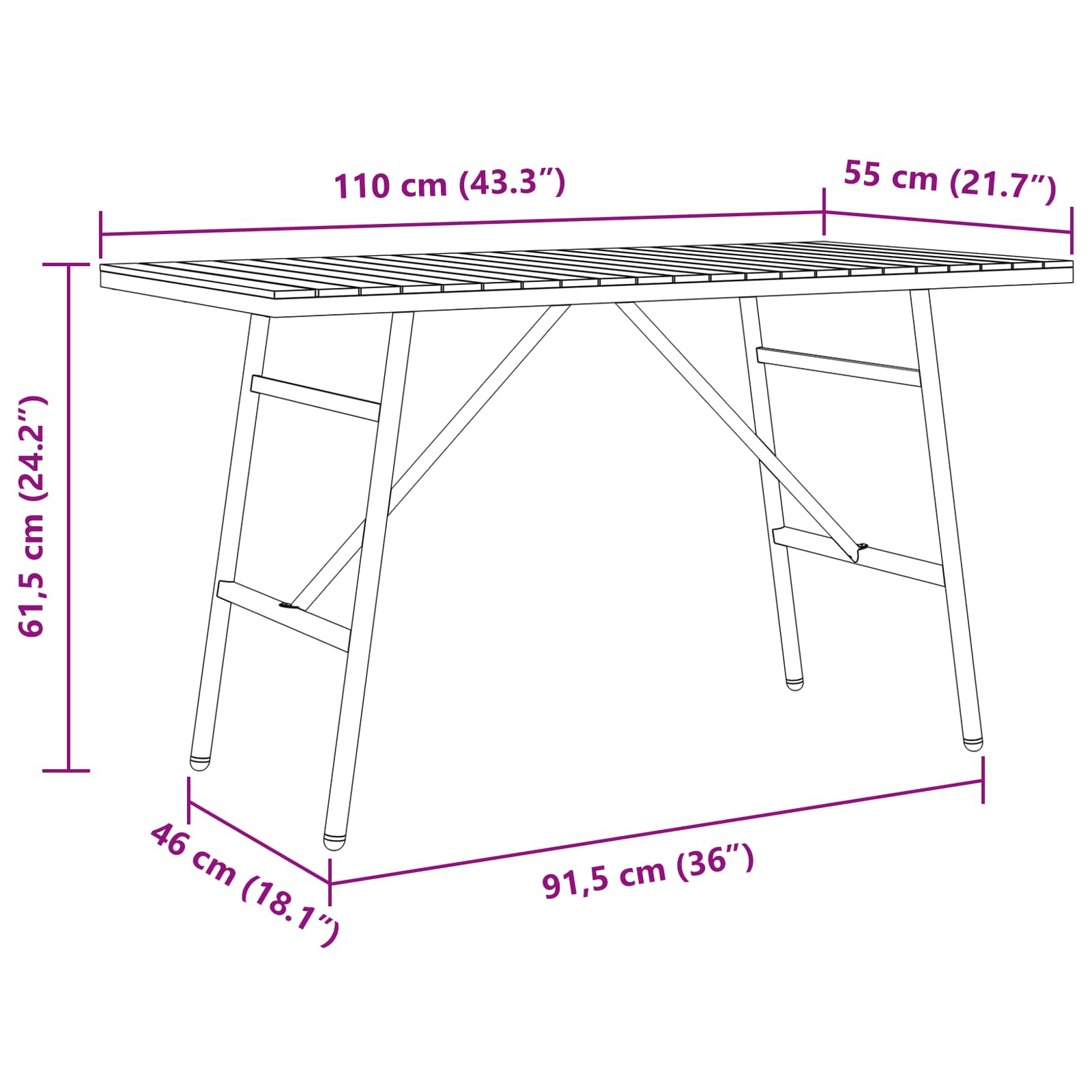 Mesa De Comedor Marrón 110 X 55 X 61,5 Cm