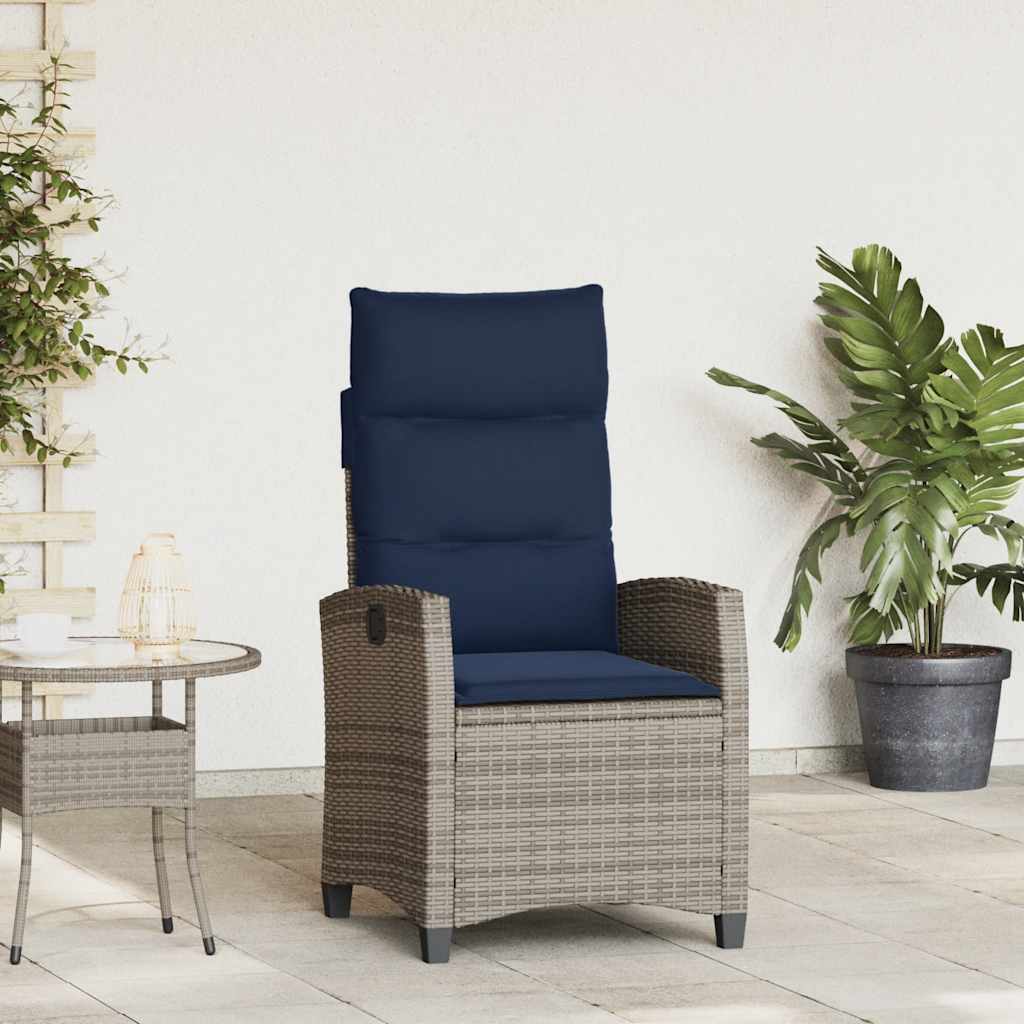 Silla De Jardín Reclinable Con Mesa Auxiliar Ratán