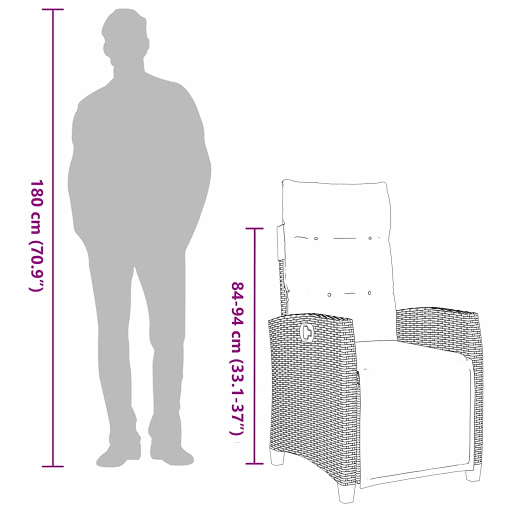 Silla De Jardín Reclinable Con Mesa Auxiliar Ratán