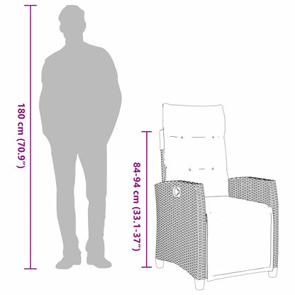 Silla De Jardín Reclinable Con Mesa Auxiliar Ratán