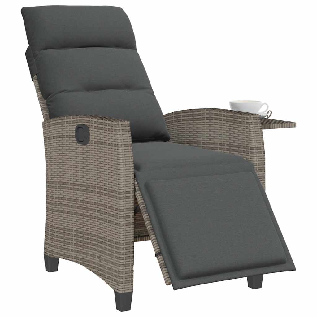 Silla De Jardín Reclinable Con Mesa Auxiliar Ratán