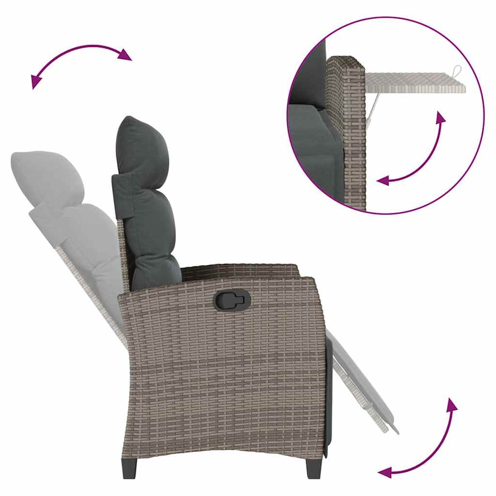 Silla De Jardín Reclinable Con Mesa Auxiliar Ratán