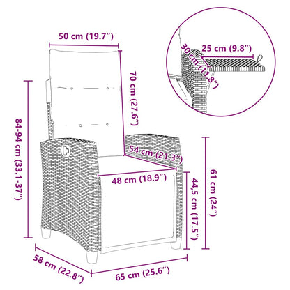 Silla De Jardín Reclinable Con Mesa Auxiliar Ratán