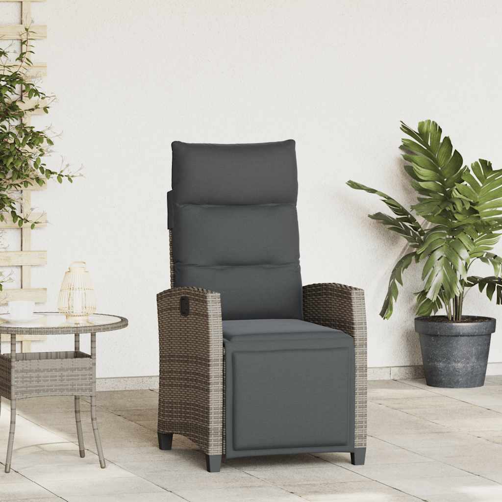 Silla De Jardín Reclinable Con Mesa Auxiliar Ratán