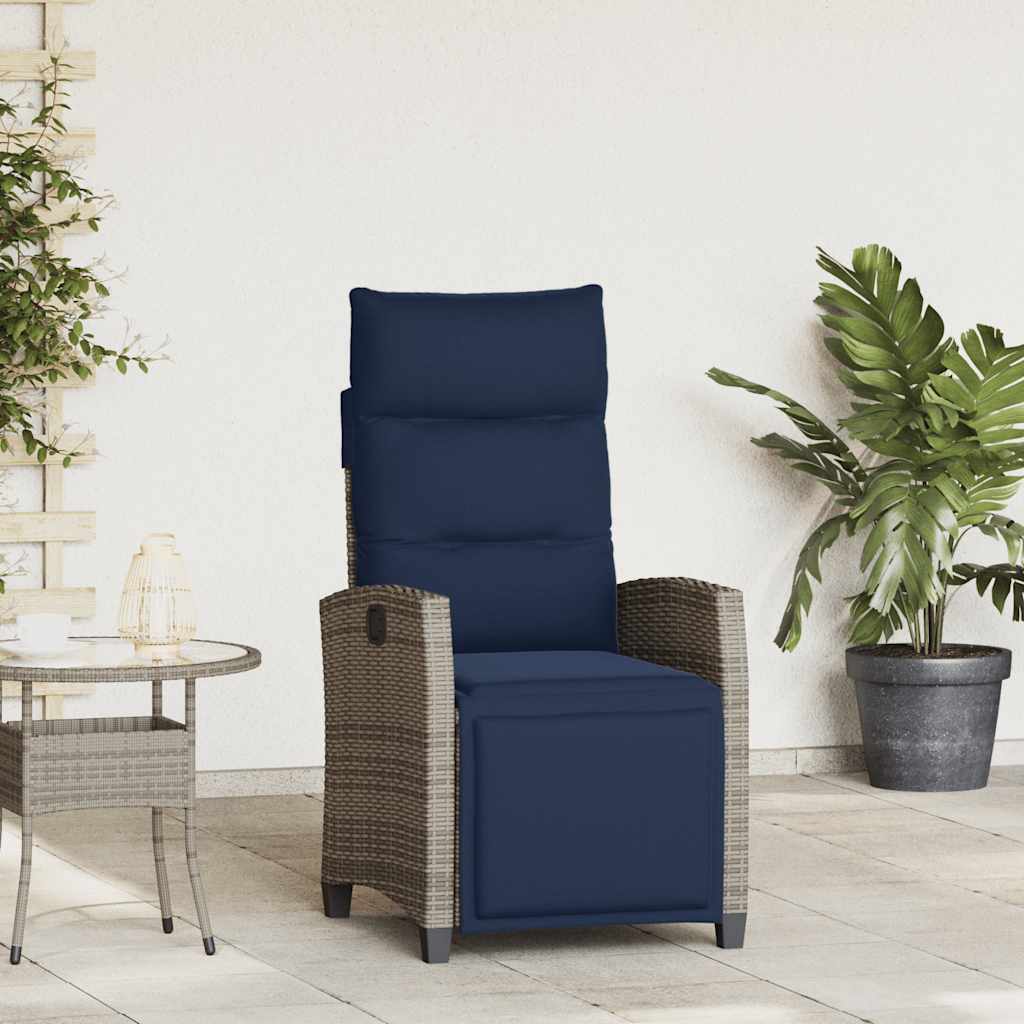 Silla De Jardín Reclinable Con Mesa Auxiliar Ratán