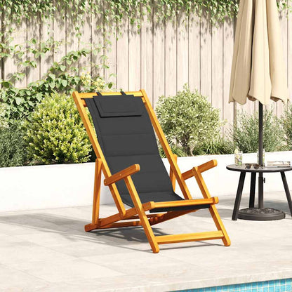 Silla De Playa Con Cojín 2 Pcs Marrón Madera De Acacia Sólida