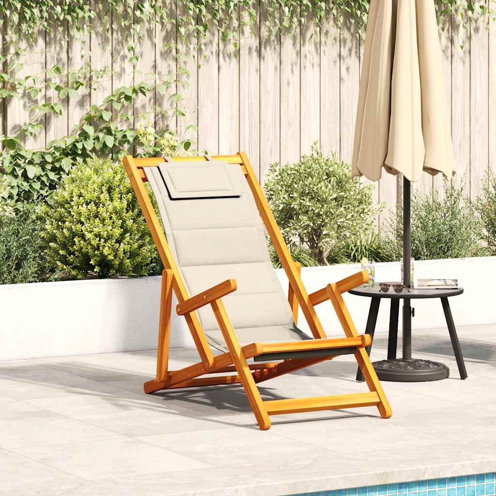 Silla De Playa Con Cojín 2 Pcs Marrón Madera De Acacia Sólida