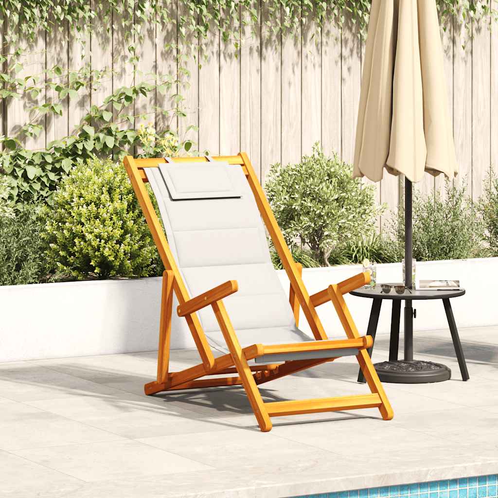 Silla De Playa Con Cojín 2 Pcs Marrón Madera De Acacia Sólida