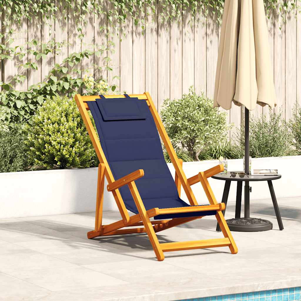 Silla De Playa Con Cojín 2 Pcs Marrón Madera De Acacia Sólida