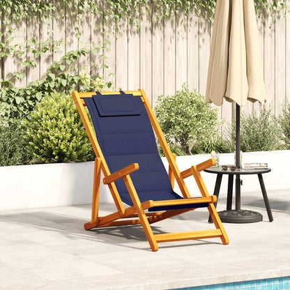 Silla De Playa Con Cojín 2 Pcs Marrón Madera De Acacia Sólida