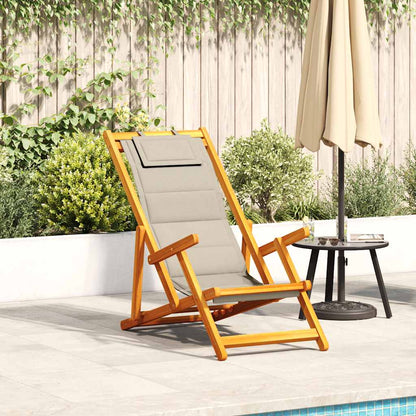 Silla De Playa Con Cojín 2 Pcs Marrón Madera De Acacia Sólida
