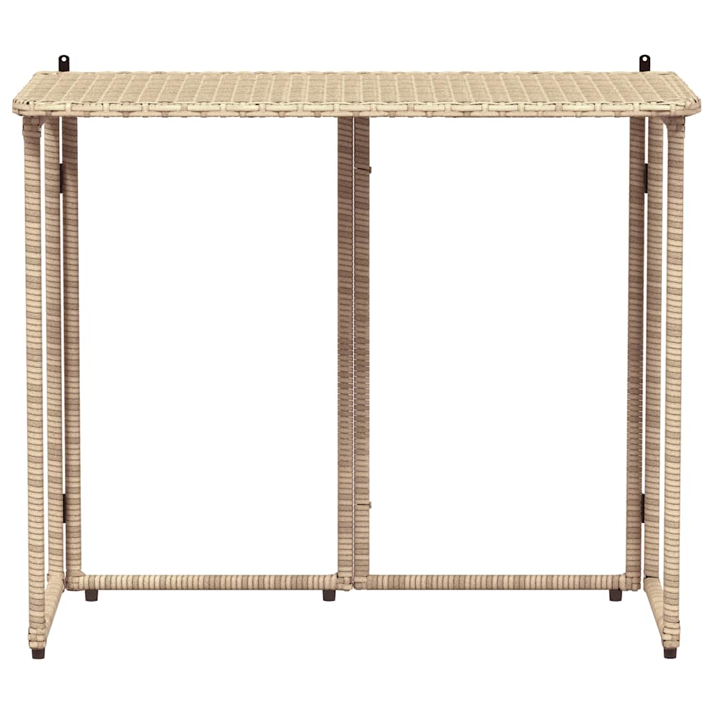 Mesa De Jardín Plegable Ratán Sintético 90X51X75 Cm