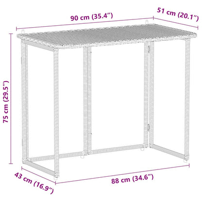 Mesa De Jardín Plegable Ratán Sintético 90X51X75 Cm