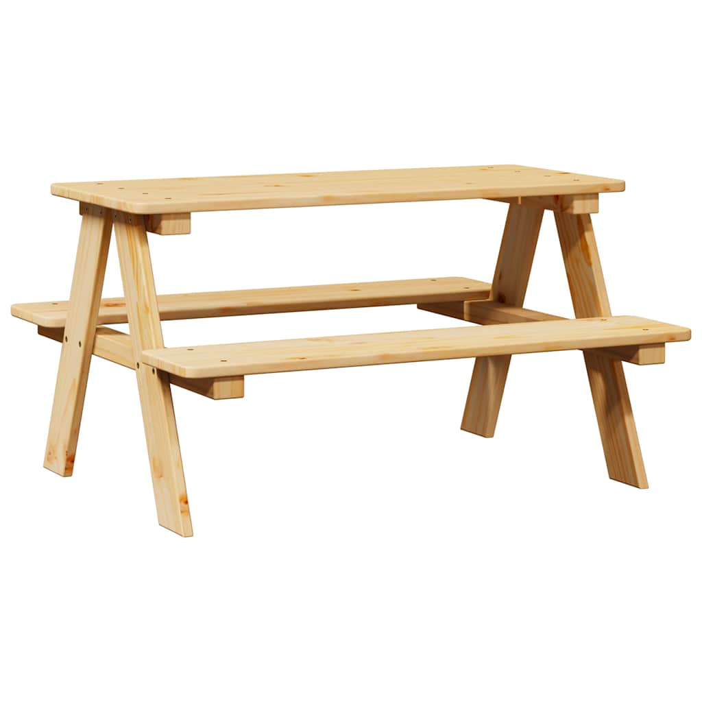 Mesa Infantil Con Bancos  "Irun" 90X79,5X50 Cm Madera Maciza
