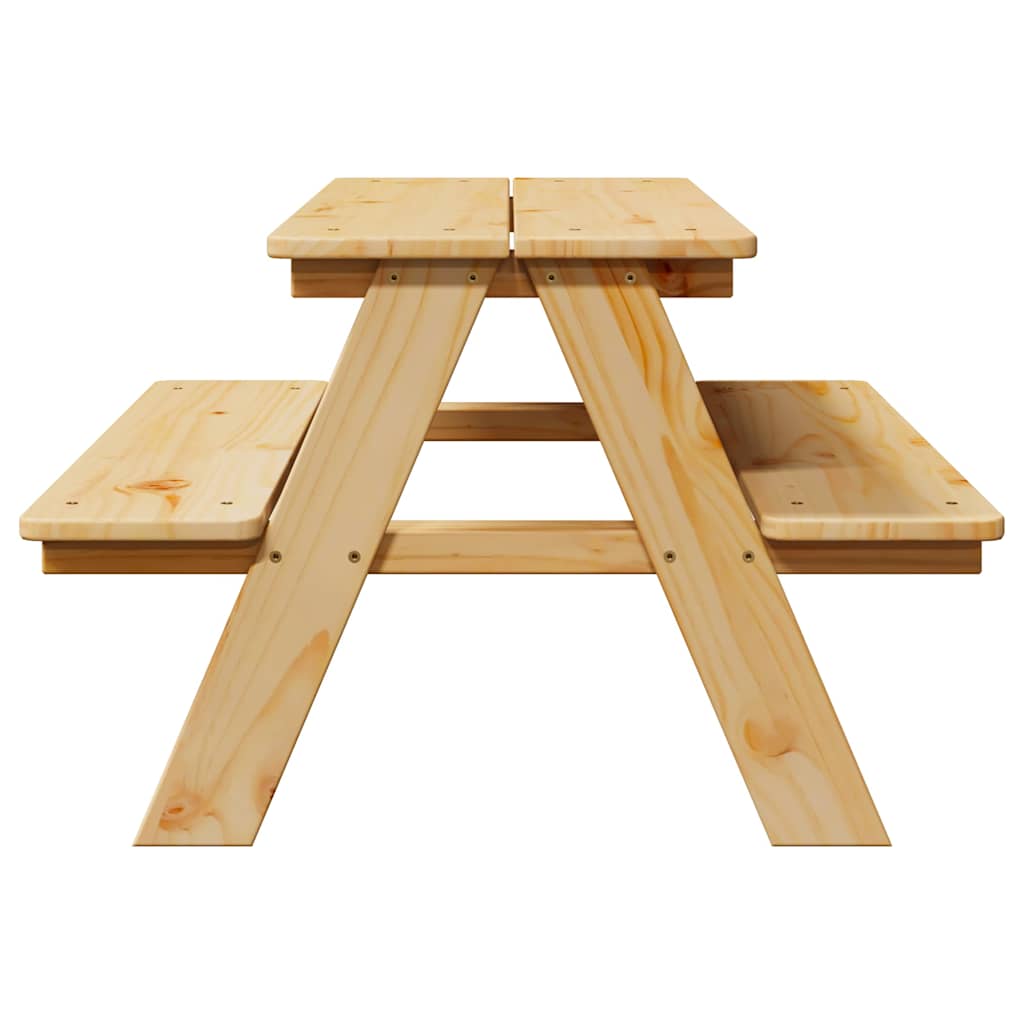 Mesa Infantil Con Bancos  "Irun" 90X79,5X50 Cm Madera Maciza