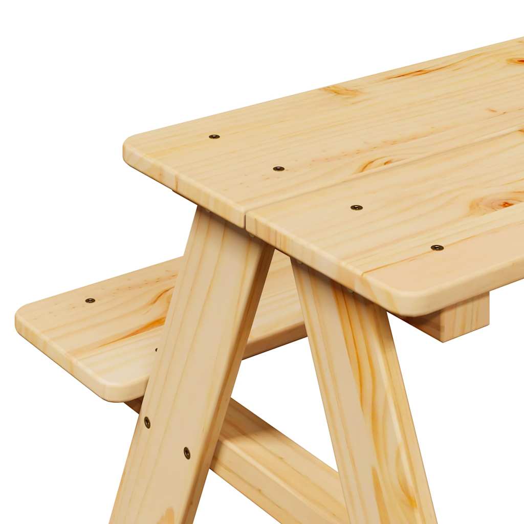 Mesa Infantil Con Bancos  "Irun" 90X79,5X50 Cm Madera Maciza