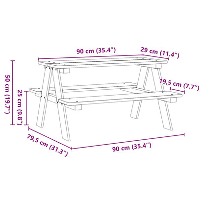 Mesa Infantil Con Bancos  "Irun" 90X79,5X50 Cm Madera Maciza