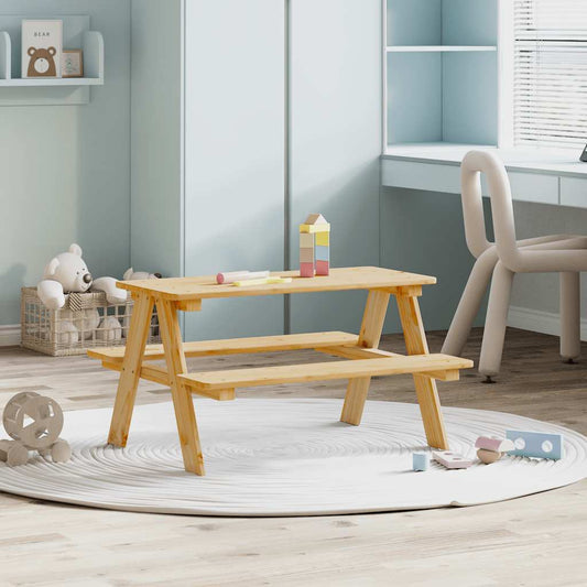 Mesa Infantil Con Bancos  "Irun" 90X79,5X50 Cm Madera Maciza