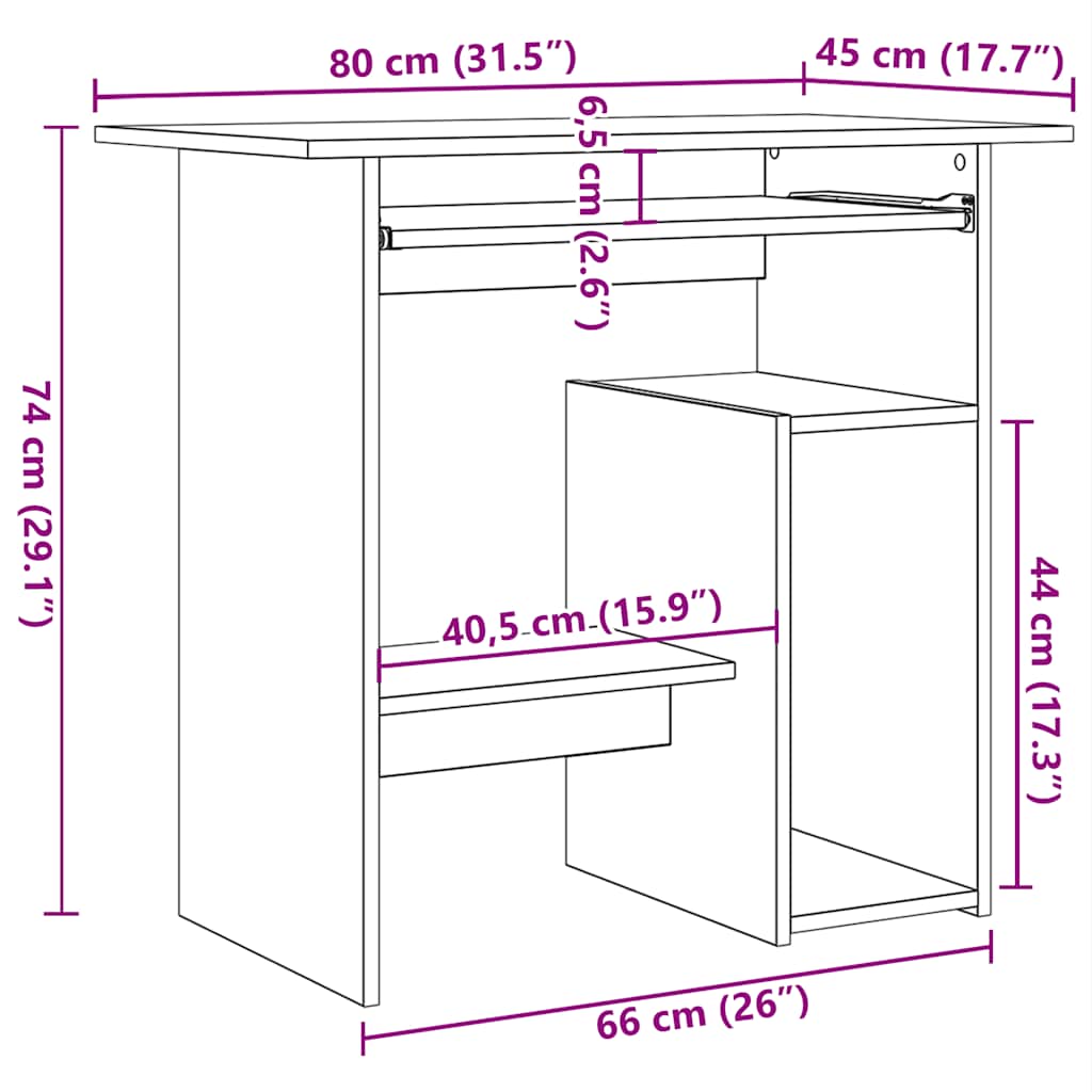 Escritorio 80X45X74 Cm Madera De Ingeniería
