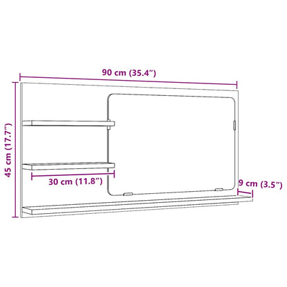 Armario De Baño Con Espejo De 90X11X45 Cm Madera De Ingeniería