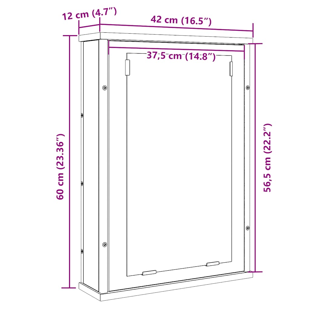 Armario Con Espejo Para Baño De Madera 42X12X60 Cm