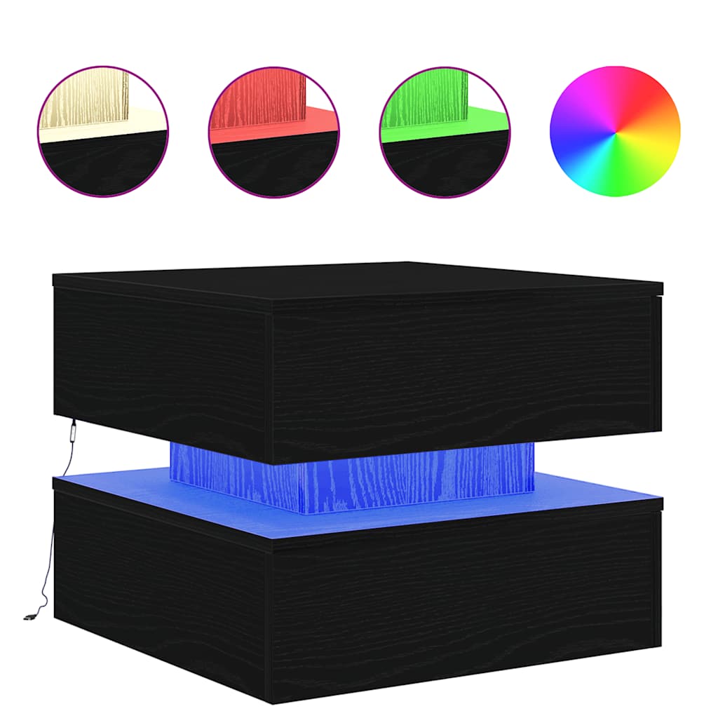 Mesa De Centro Con Luces Led 50X50X40 Cm
