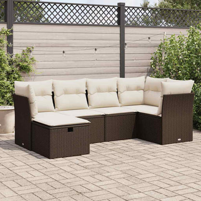 Set Sofás De Jardín 7 Piezas Y Cojines Ratán Sintético Beige