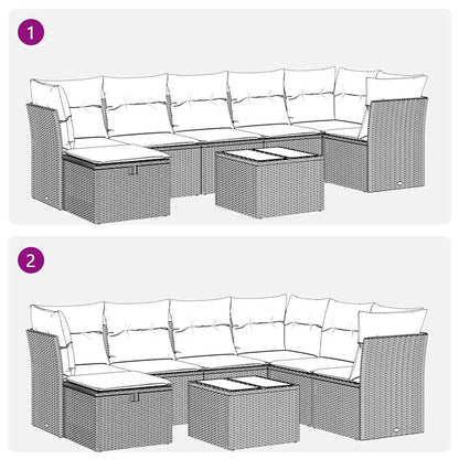 Set De Sofás De Jardín Y Cojines 8 Piezas Ratán Sintético