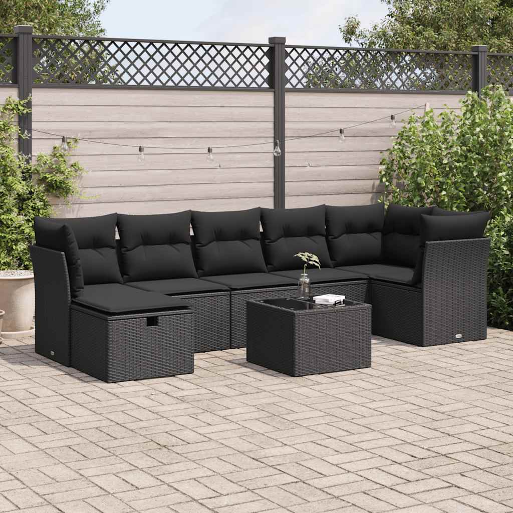 Set De Sofás De Jardín Y Cojines 8 Piezas Ratán Sintético
