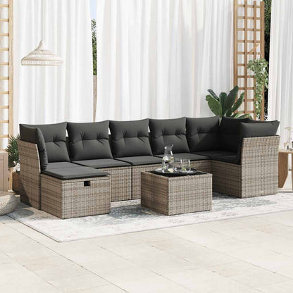 Set De Sofás De Jardín Y Cojines 8 Piezas Ratán Sintético