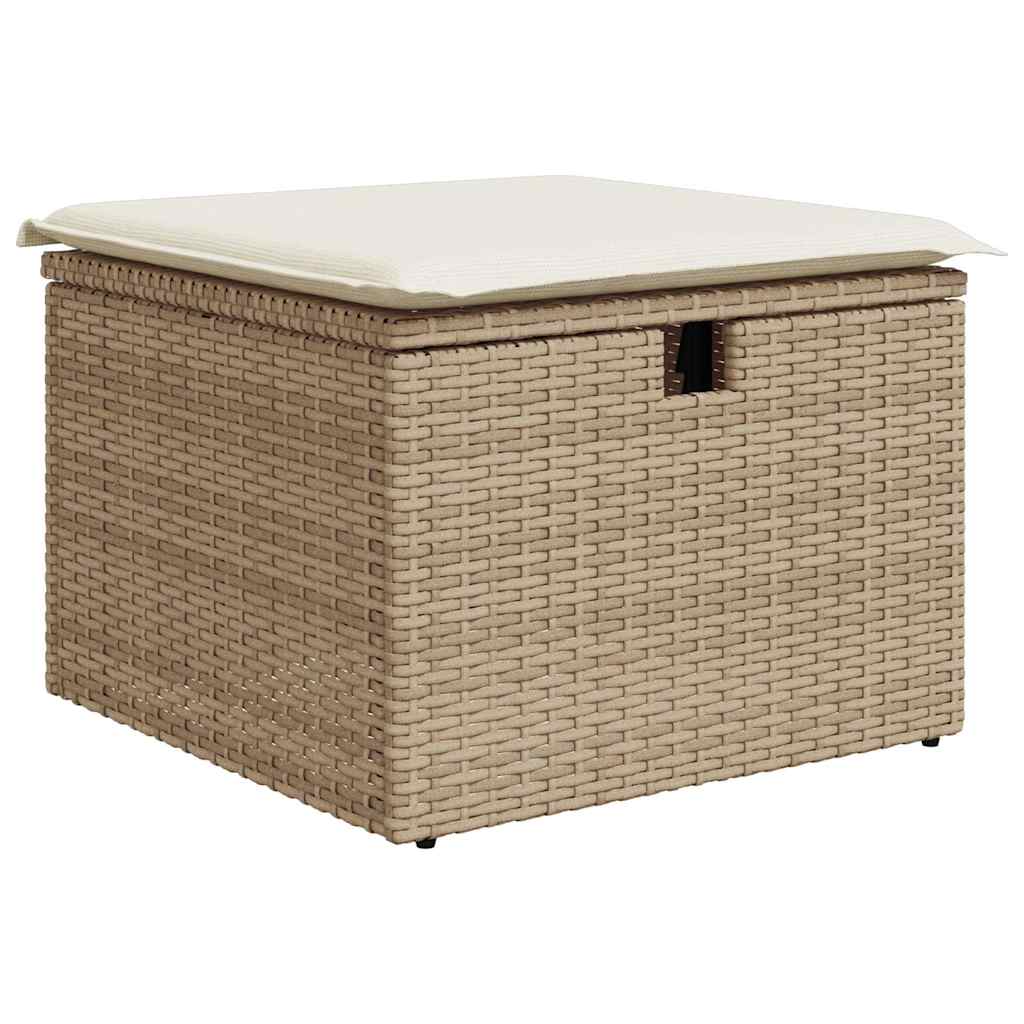 Set De Sofás De Jardín Con Cojines 9 Pzas Ratán Sintético Beige