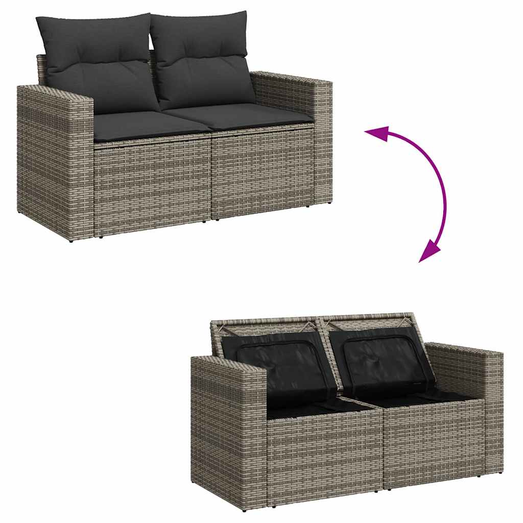 Set De Sofás De Jardín 7 Pzas Con Cojines Ratán Sintético