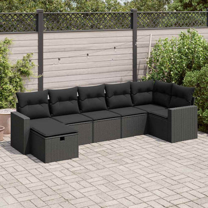 Set De Sofás De Jardín 7 Pzas Con Cojines Ratán Sintético