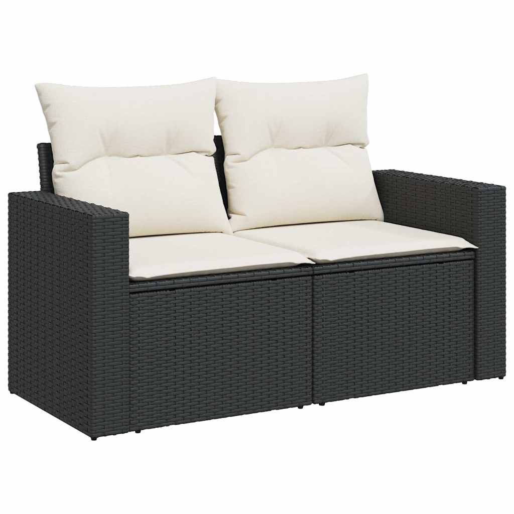 Set De Sofás De Jardín 7 Pzas Con Cojines Ratán Sintético Negro