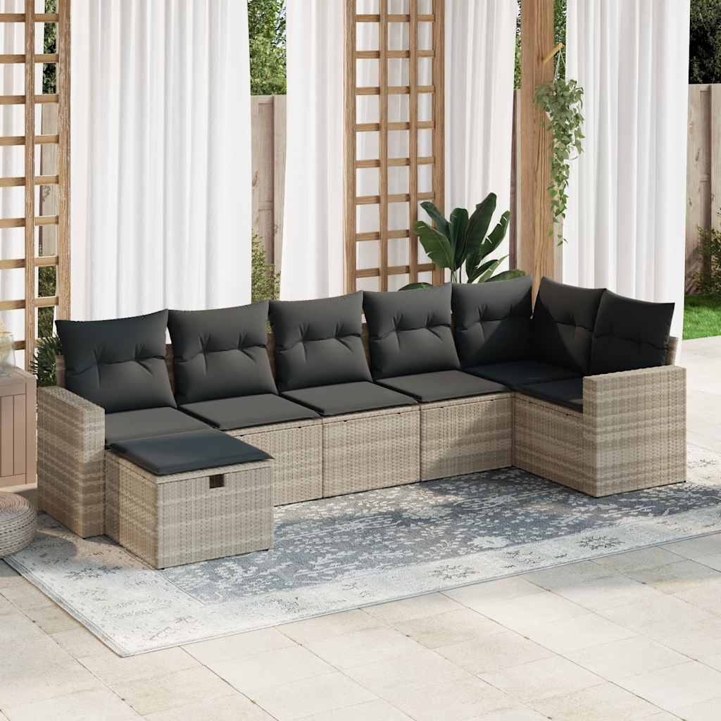 Set De Sofás De Jardín 7 Pzas Con Cojines Ratán Pe
