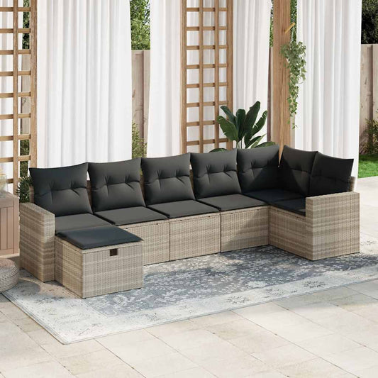 Set De Sofás De Jardín 7 Pzas Con Cojines Ratán Pe