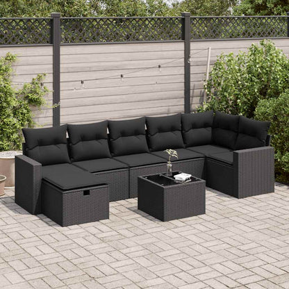 Set De Sofás De Jardín Y Cojines 8 Piezas Ratán Sintético