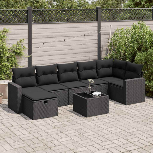 Set De Sofás De Jardín Y Cojines 8 Piezas Ratán Sintético
