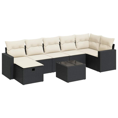 Set De Sofás De Jardín Y Cojines 8 Piezas Ratán Sintético Negro