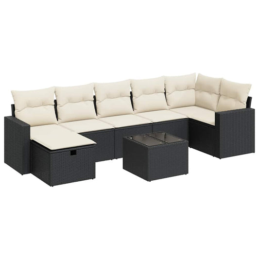 Set De Sofás De Jardín Y Cojines 8 Piezas Ratán Sintético Negro
