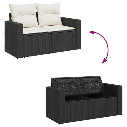 Set De Sofás De Jardín Y Cojines 8 Piezas Ratán Sintético Negro
