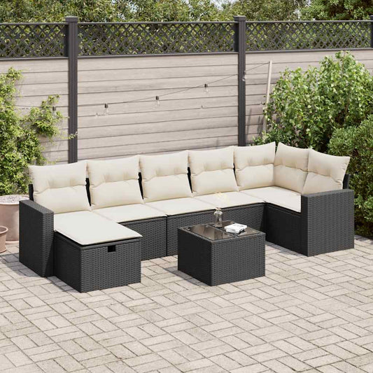 Set De Sofás De Jardín Y Cojines 8 Piezas Ratán Sintético Negro