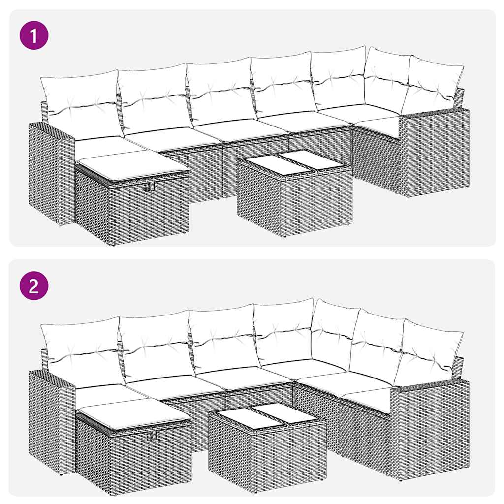 Set De Sofás De Jardín Y Cojines 8 Piezas Ratán Sintético