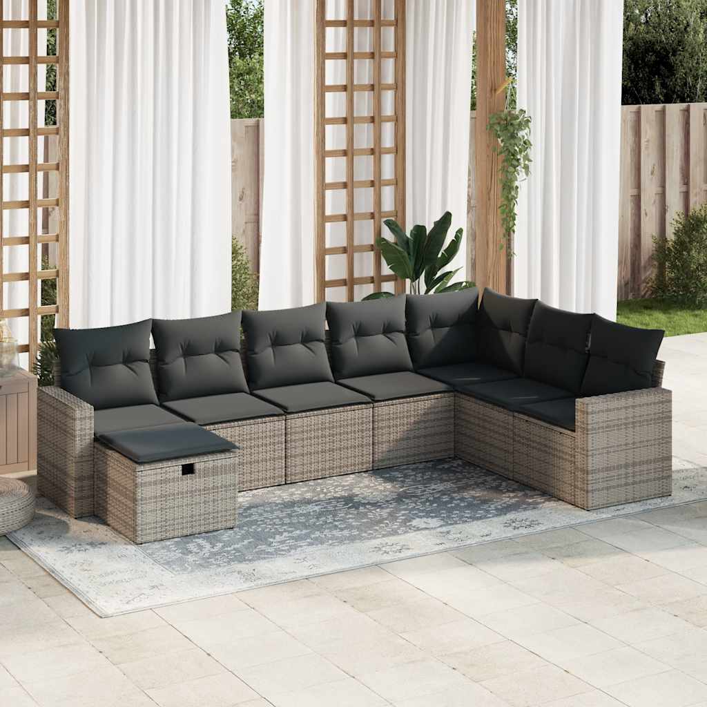 Set De Sofás De Jardín Y Cojines 8 Piezas Ratán Sintético